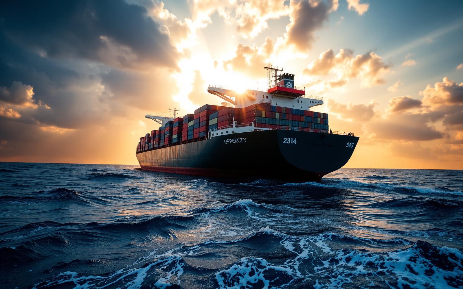 Navio cargueiro em operação global